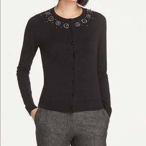 Ann Taylor black cardigan w/ embellishment. [NWT]